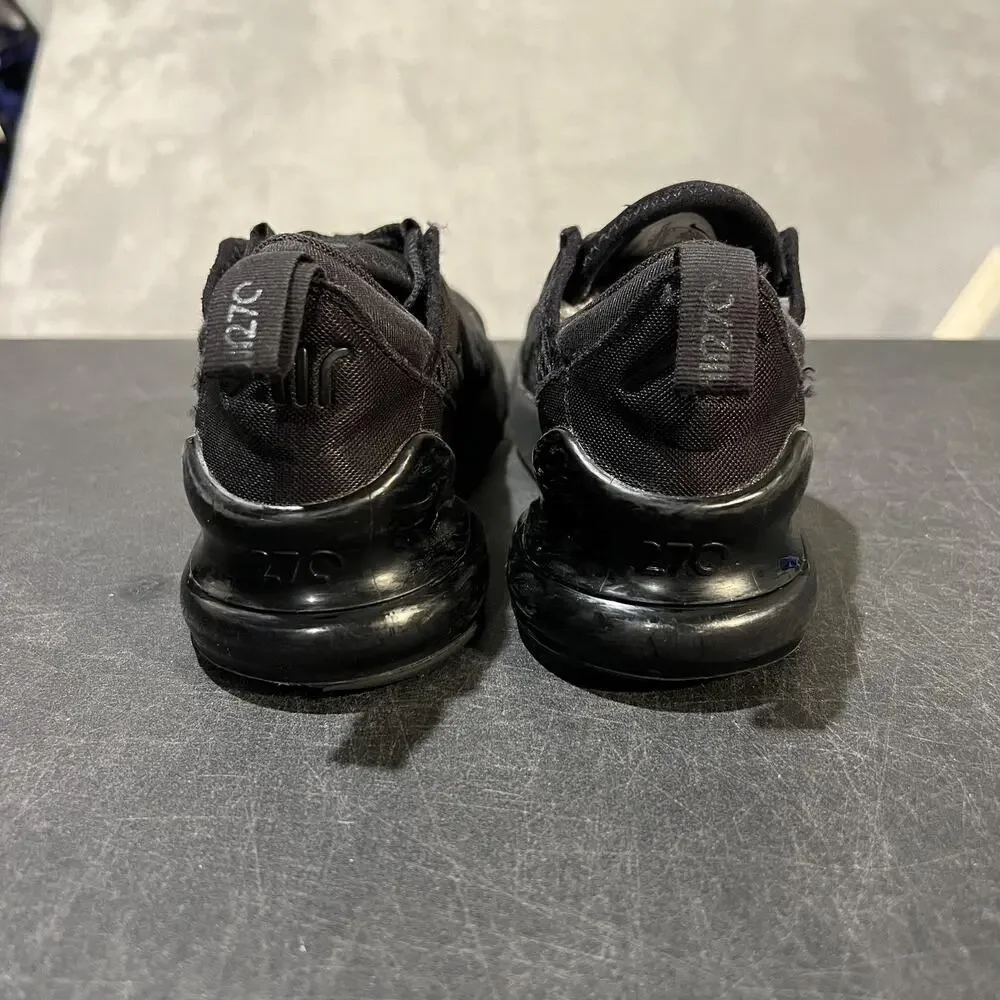 Nike Air Max 270 Shoes Youth Size 1Y Black Triple Black Mesh Sneakers AO2372-006